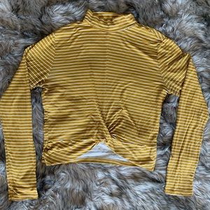 Ambiance Long Sleeve Crop Top With Front Knot